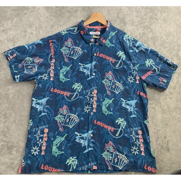 Tommy Bahama Shirt Mens XL This Is How I Roll Camp Silk Poker Hula Loop Collar - Picture 1 of 9
